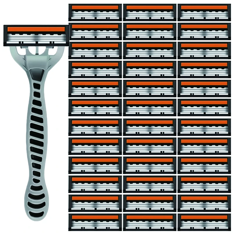 3-lagiger Rasierkopf, manueller Rasierer, Klingenrasierer, Sicherheitsrasur, Bart, Schnurrbart, manuelles Rasierer-Set