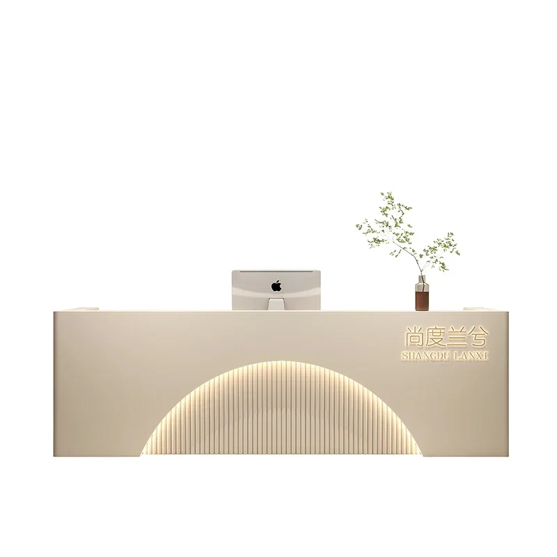 

Beauty Salon Clothing Store Beige Cashier Counter Bar Yoga Studio Modern Front Desk Reception Desk