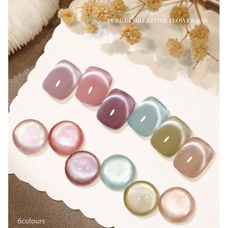 

6Colors 15ml Cat Magnetic Nail Gel Polish Moonlight Glass Bead Water Light Crystal Soak Off UV Varnish For DIY Nail Art