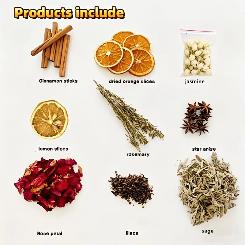 Stovetop Simmer Potpourri Kit with Dried Orange Slices, Cinnamon, Cloves, Lavender, Rosemary & Sage, Non-Edible Home Fragrance, Perfect Christmas & Fall Warm Hostess Gift, Teacher Appreciation & Housewarming Present