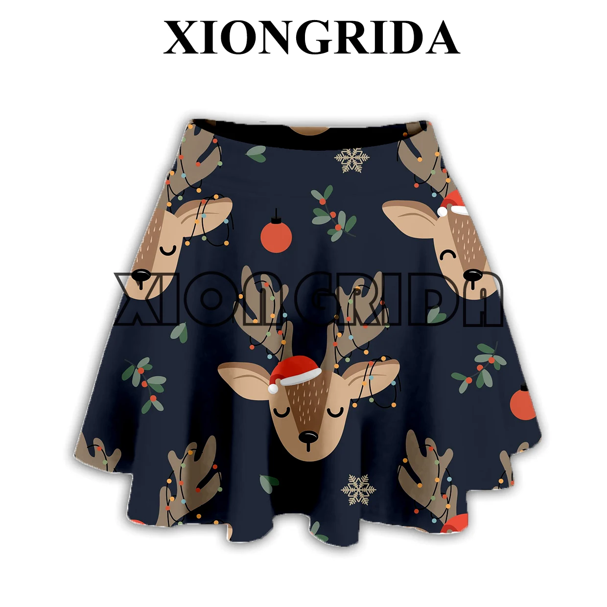 Christmas Pattern 3D Printed Skirt Wome Fashion Holiday Santa Claus Gingerbread Pattern Print Short Dress A-line Mini Skirt New