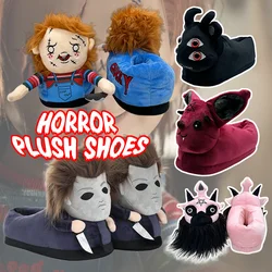 Michael Myers Chucky Slippers Devil Rabbit Women Plush Slippers Black Blood Dark Lord Horror House Shoes Warm Soft Funny Slipper