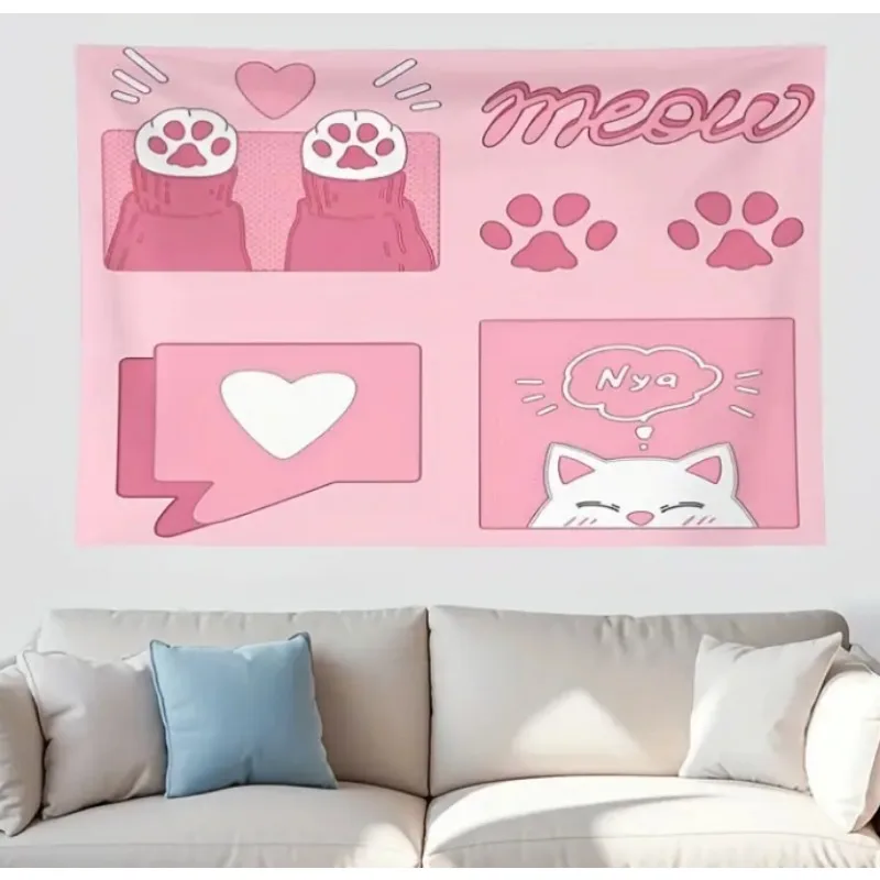 

Cute Pink Cat Paw Tapestry Wall Hanging Suitable for Living Room Bedroom Dormitory Decor Home Decoration.
