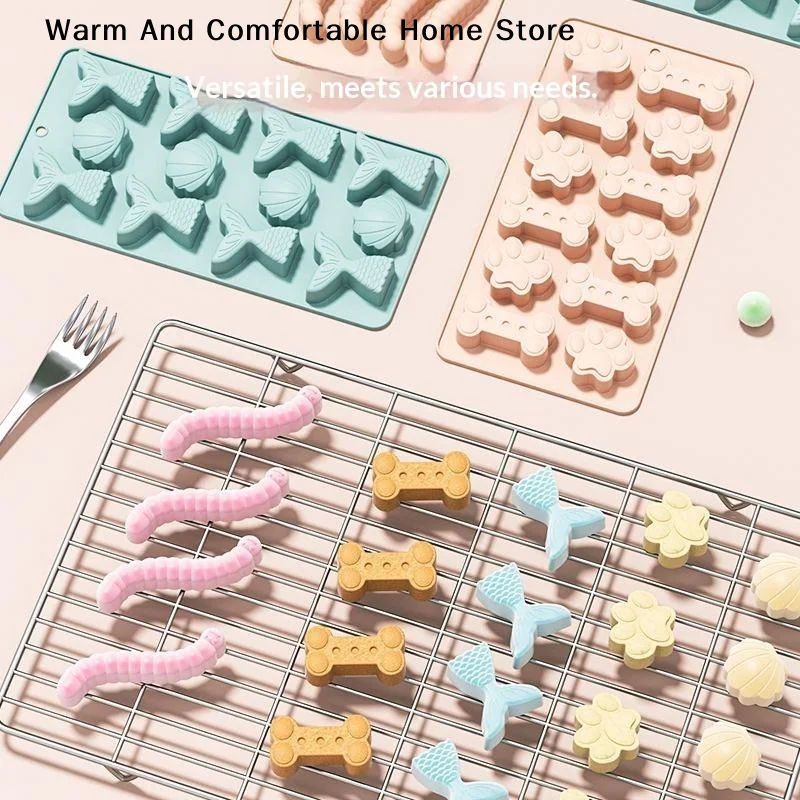 【W】Marine Theme Fondant Silicone Mold,Seashell,Mermaid Tail,DIY Handmade Baking Tools For Mermaid Theme Cake Decoration