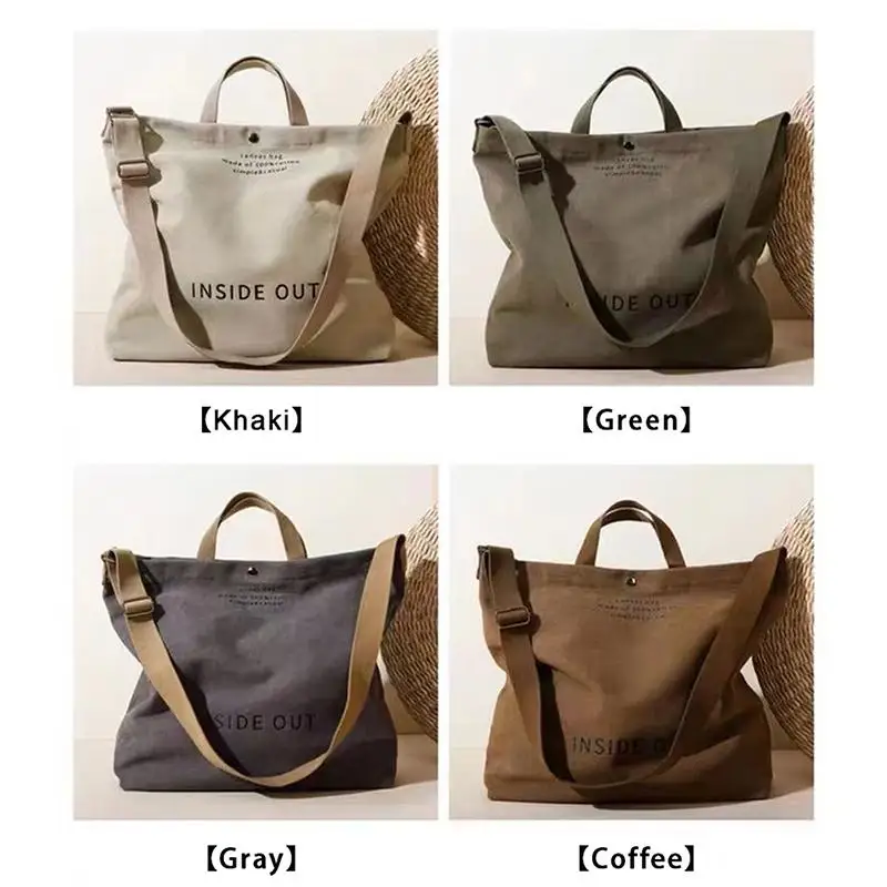 Hochwertige Canvas-Umhängetasche für Männer und Frauen, einfache Crossbody-Tasche aus gewaschenem Canvas, dicke Handtasche mit großer Kapazität, Tasche für Kunststudenten. – Detail 8