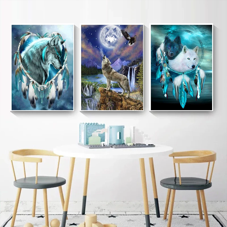 Wolf 5D Diamond Painting Belief Diamond Embroidery DIY Full Drill Rhinestone Craft Wall Art Home Decor Gift