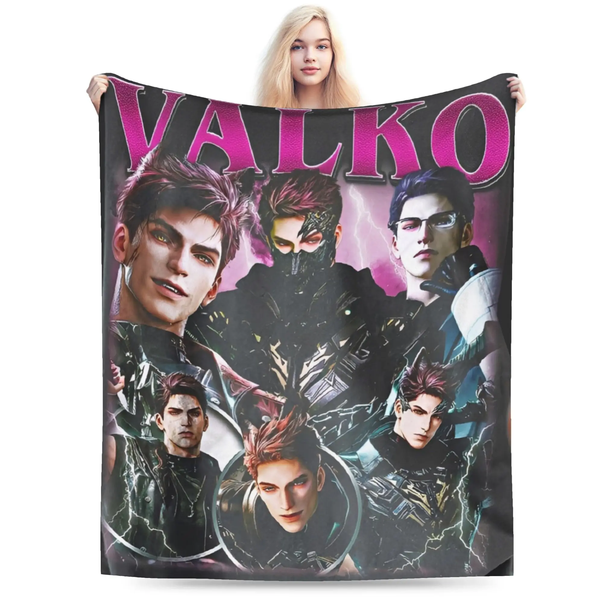 Game V-Valko L-Love and Deepspace Blanket Adults  Flannel Bedding Throws Living Room Warm Comfy Custom Quality Bedspread Gift