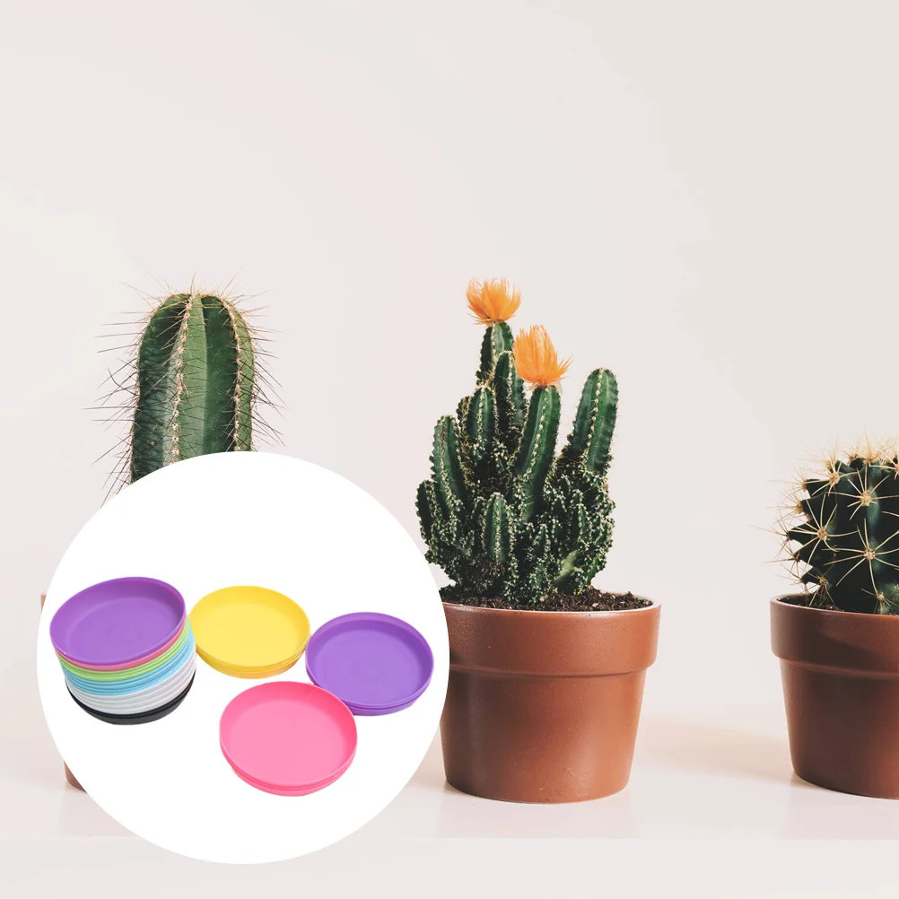 

20pcs Flower Pot Tray Saucer Round Plastic Plants Pots Tray For Garden Balcony Use Durable Lightweight Multi-Color