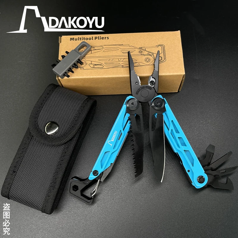 DAKOYU Pinze per utensili multifunzionali pieghevoli blu 23 in 1 Pinze per strumenti combinati multifunzionali Attrezzatura da esterno EDC