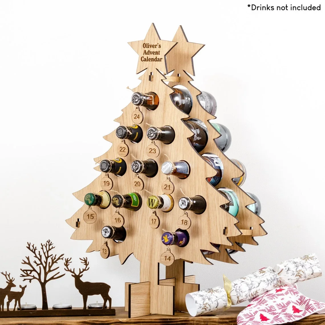 Christmas Countdown Wine Rack Christmas Tree Wine Bottle Holder Wooden Ornament Craft Decoration Home Decorations