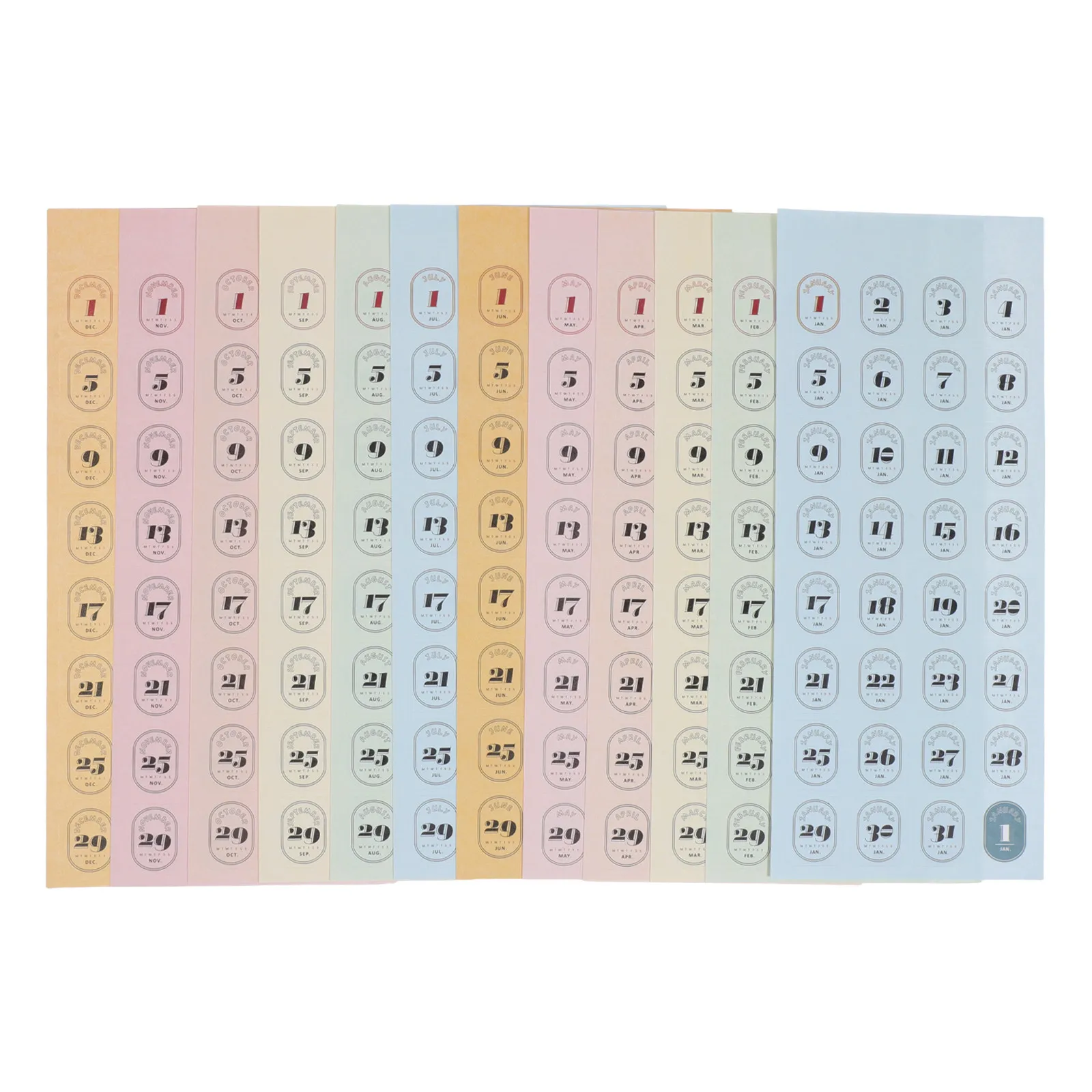 

12 Sheets Calendar Date Number Stickers Vintage Design Adhesive Planner Stickers for Undated Journals Daily Scheduling Scrapbook