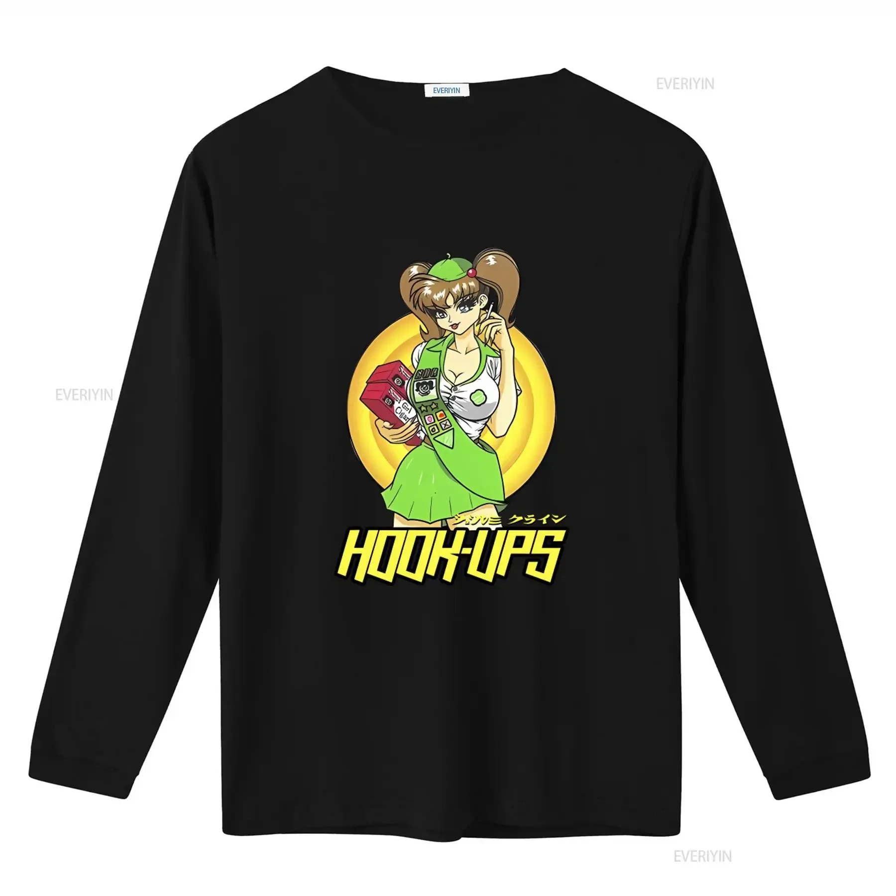 New Limited Hook Ups Skateboard Scout Girl Cigar Print T Shirt for S 4XL vintage Washed Slightly designer clothes Unisex
