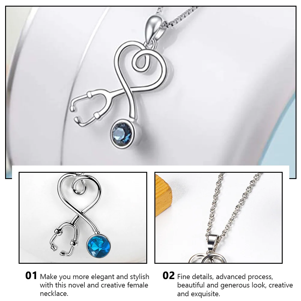 Stethoscope Necklace Gift Delicate Decorative Chain Alloy Choker Creative Fashion Collarbone The