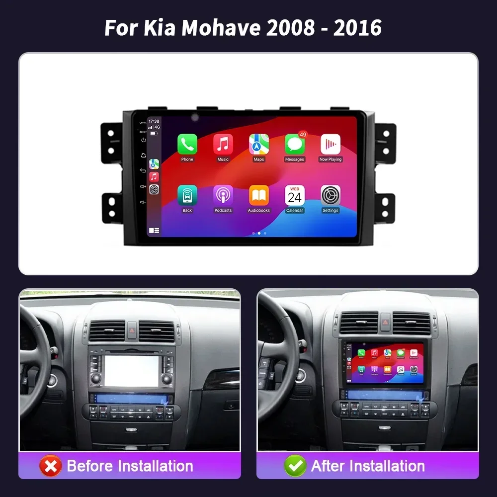 For Kia Mohave 2008 - 2016 Borrego 2008 - 2011 Car Radio Video GPS  Android Car Play Navigation Car Multimedia Stereo Screen 4G