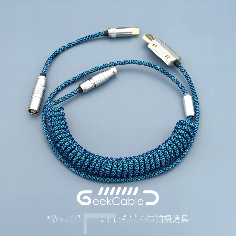 

GeekBable Handmade Computer Mechanical Keyboard Spiral Aviation Plug Data Cable Pattern Weaving Matrix Diamond Blue