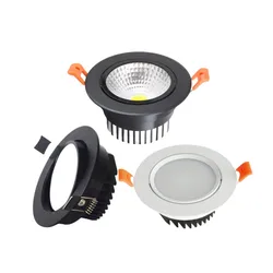 Round Dimmable LED COB Spotlight Ceiling Lamp AC85-265V 5W7W9W12W15W18W Aluminum Recessed Downlight Indoor Lighting