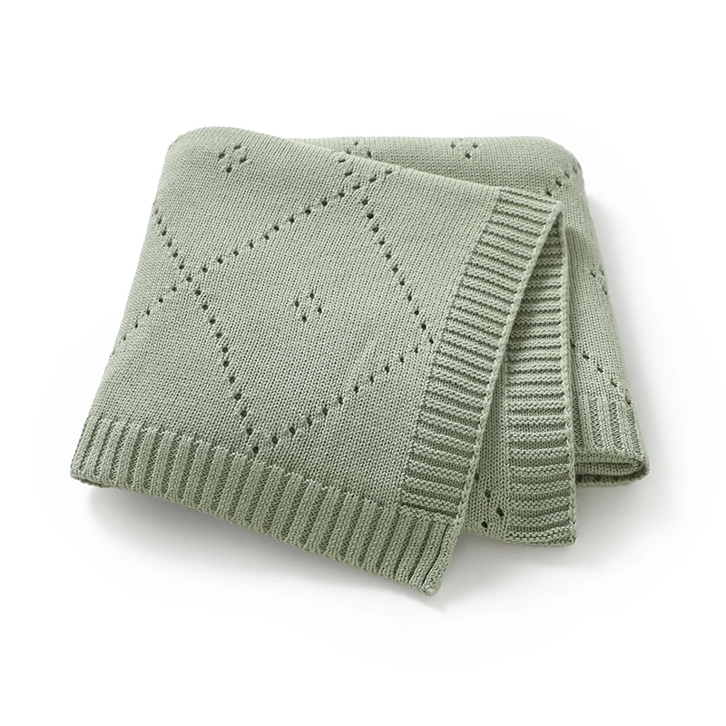 

Cotton Baby Blanket Knitted Newborn Boy Girl Bedding Quilt 90*70CM Infant Stroller Swaddling Super Soft Fashion Solid Wrap Plaid