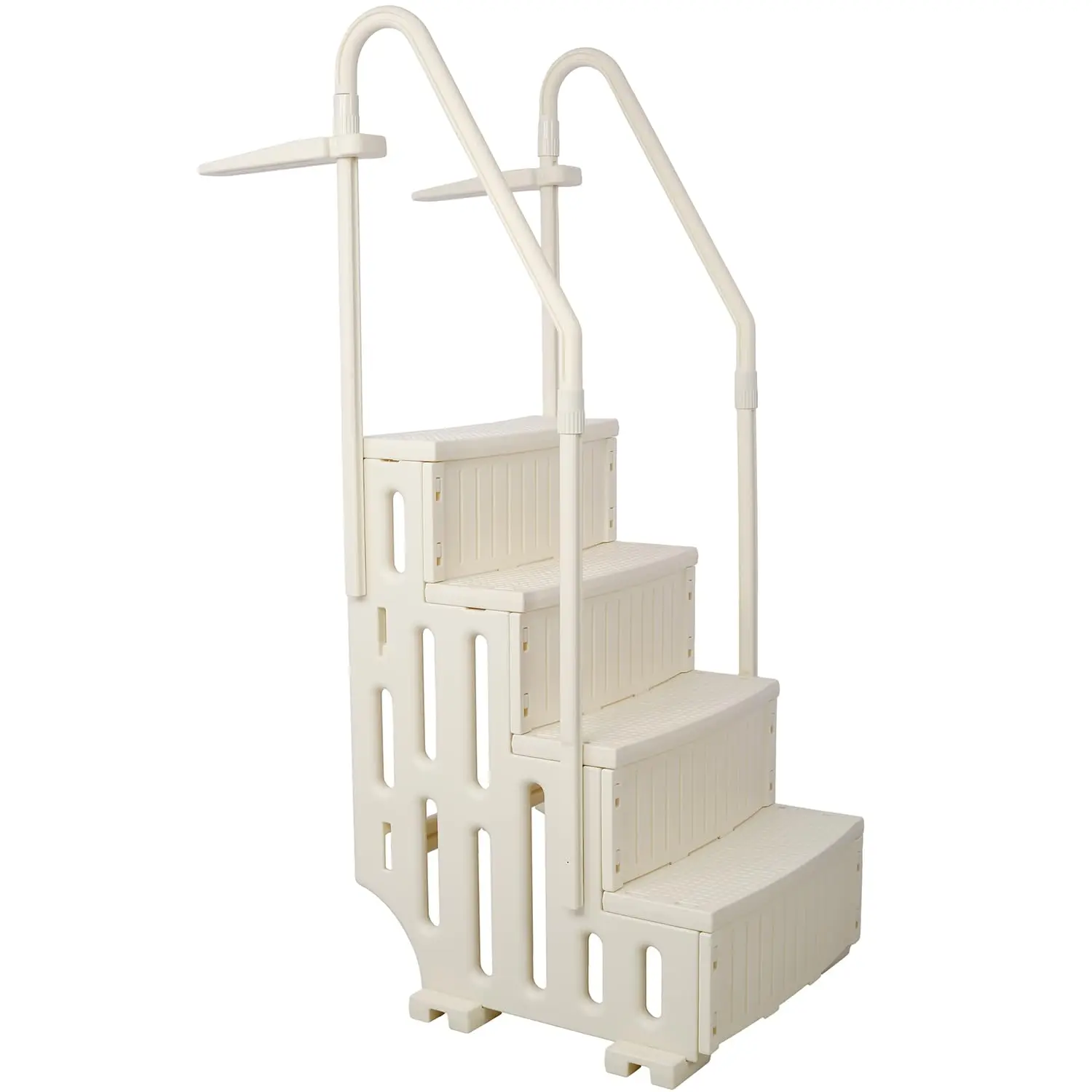 Escalera para Piscina Elevada de 4 Peldaños con Barandillas Dobles y Peldaños Antideslizantes para Piscinas Elevadas, Personalizada