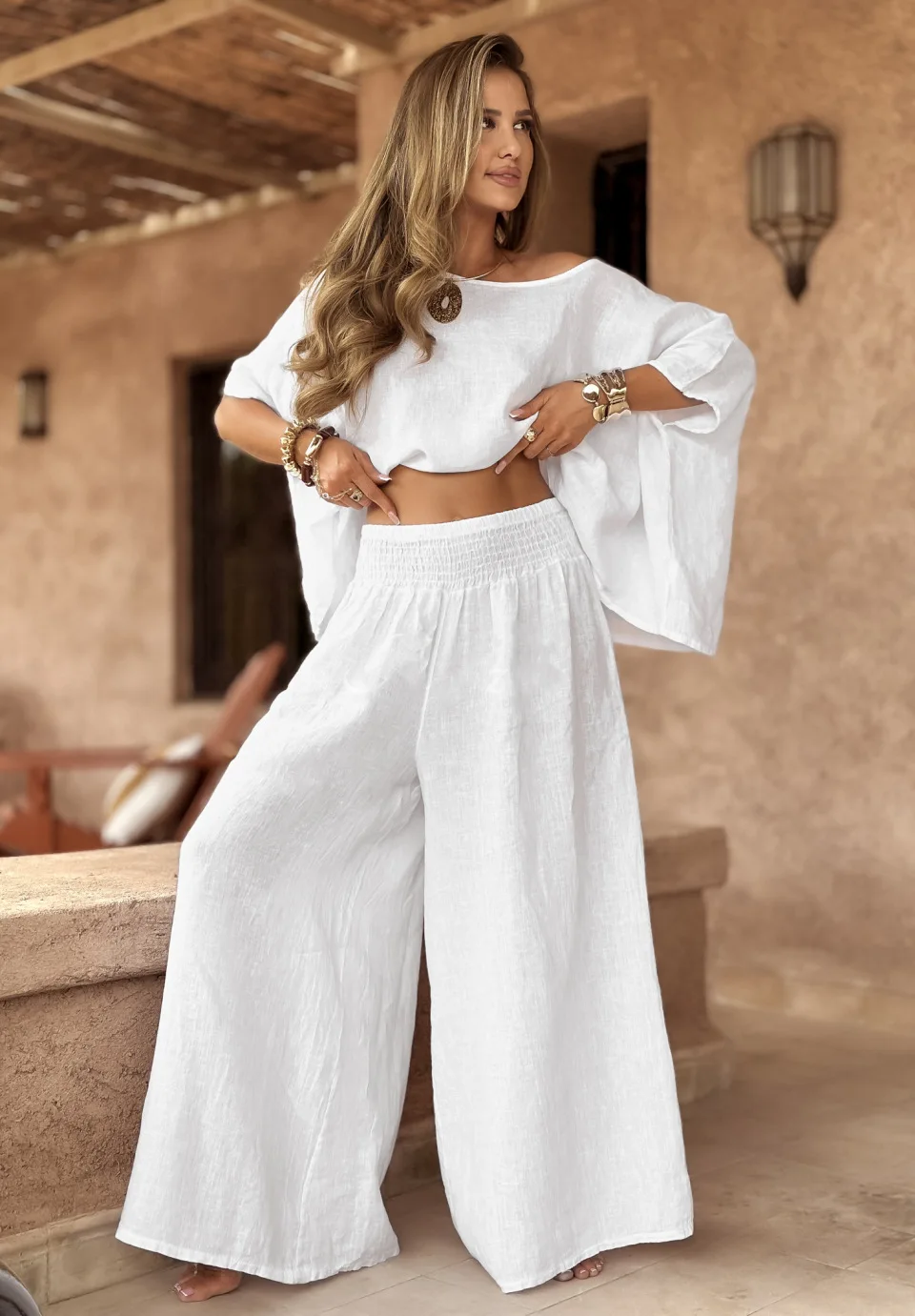 

2025 Spring Cotton Linen Women Suit Black Oversize Loose Top Wide-leg Pants Set Female Summer Trendy Casual Elegant Suits Ladies