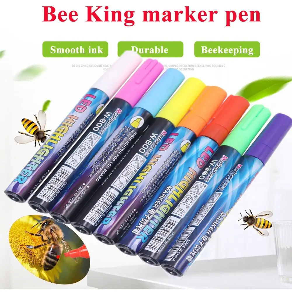 

5PCS Erasable Bee Marking Tool Bevel Nib LED Highlighter Marks Pen Paintbrush Queen Bee Marker Pen