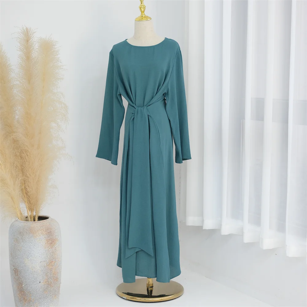 2024 New Elegant Ramadan Muslim Modest Dress For Women Eid Arabic femme Plain Abaya Dubai Clothing Islamic Turkey Kaftan Dresses