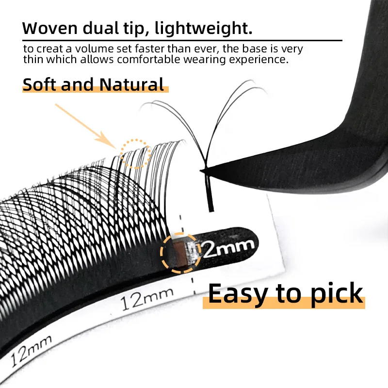 LOVE Lprédit ES YY Shape Fake Natural Eyelash Extensions, C, D Brazilian Volume Fan Lash, Hand-woven Cilios, Double Tip Lashes