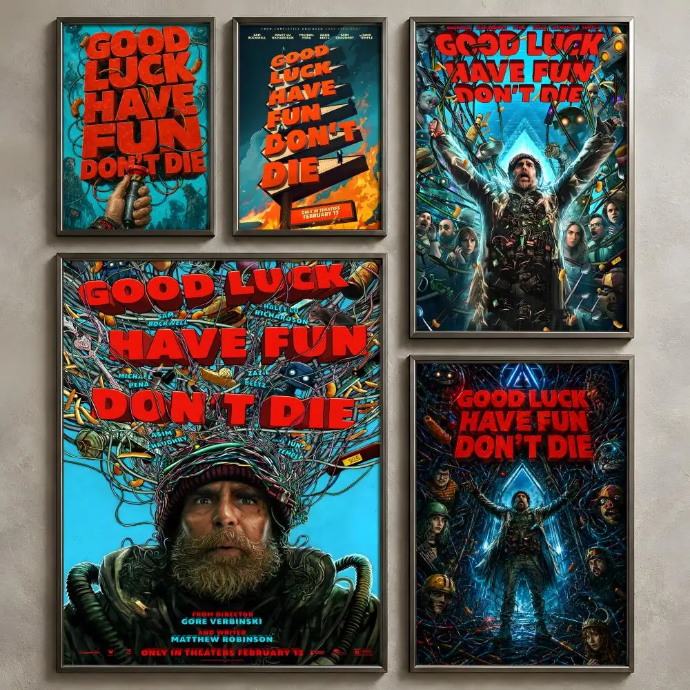 Movie G-Good Luck, Have Fun, Don't Die-e Poster Vintage Self Adhesive PP Wall Art Home Bar Bedroom Decor Gift