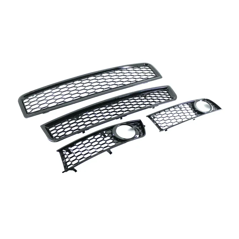 Lower Middle Mesh Grille For 02-06 Audi A4 B6  Modified Honeycomb Through Hole Fog Lamp Grille Front Bumper Center Grill