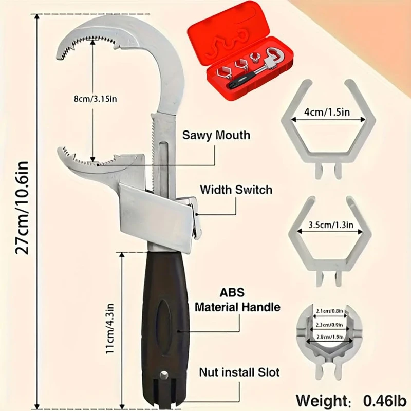

Plumbing Faucet Plumbing Wrench, Universal Adjustable Double-Ended Wrench, Wrench Faucet Tool For Tight Spaces