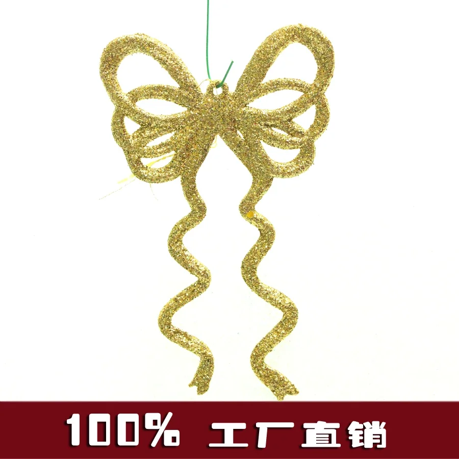 Christmas gold powder plastic color bow 14cm export foreign trade original list Christmas tree rattan garland decoration