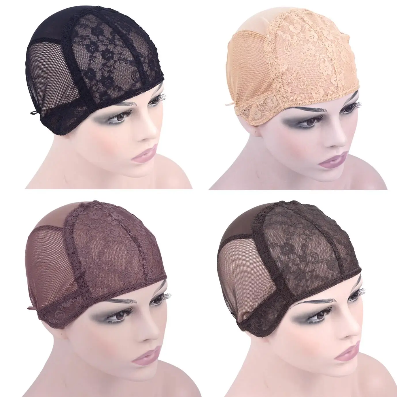 Bonnet de perruque à double dentelle avec sangle réglable à l\'arrière, filet à cheveux extensible, bonnet de tissage pour perruque exécutive, 1 PC