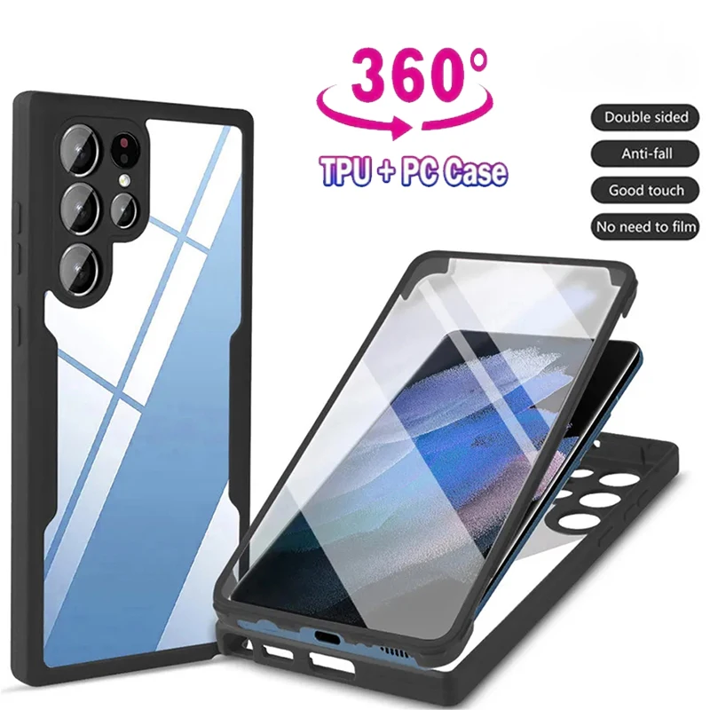 

Чехол с полной защитой экрана для Samsung Galaxy A55 S24 S23 Ultra Plus A54 A34 A14 A25 A24 A23 A05 A15 A35, противоударный чехол для телефона
