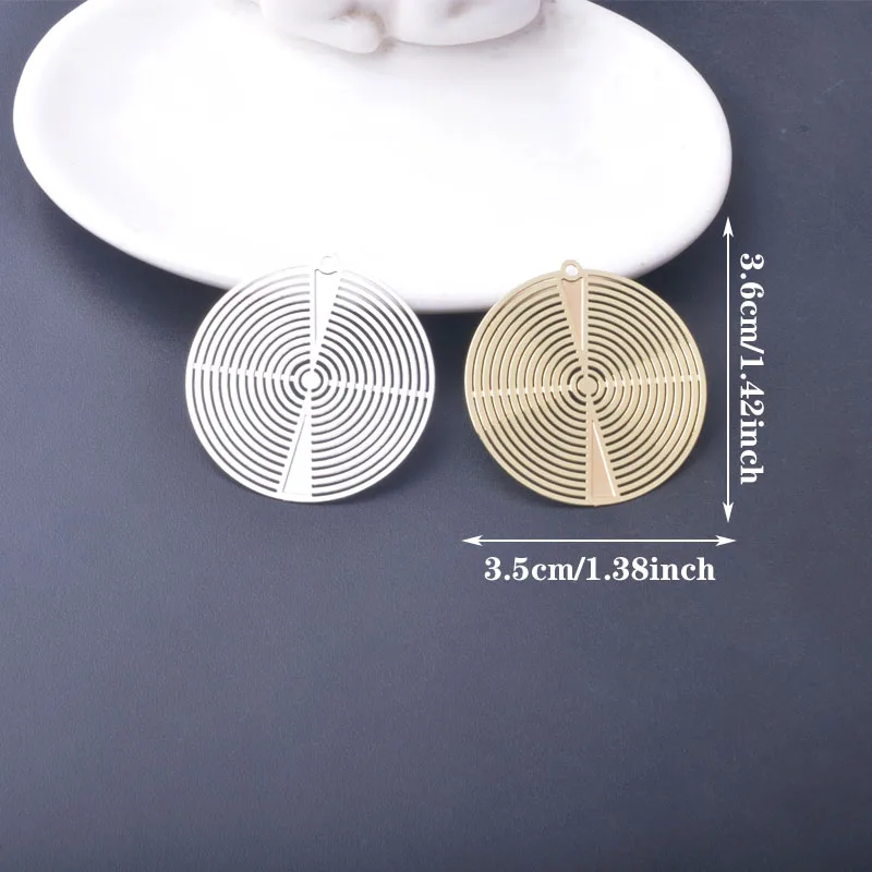 20 Stück AB1272 Messing-Filigran-Schmuckanhänger Runde Anhänger DIY Damen Ohrring Halskette Zubehör – Detail 2