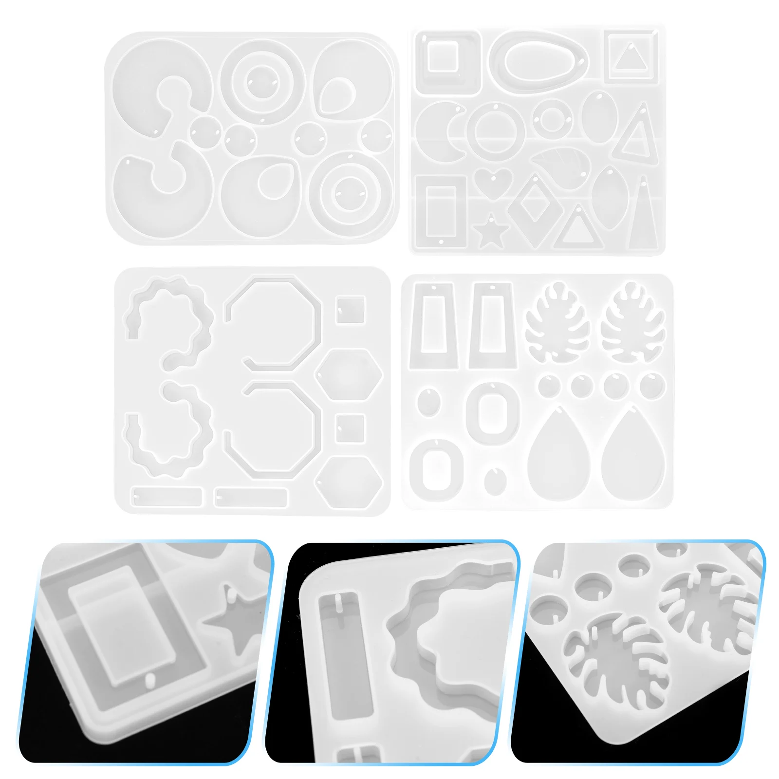 4pcs Silicone Pendant Mold For Resin Jewelry Making Diy Earring Drop Charm Crafting Molds Handmade Supplies Tools
