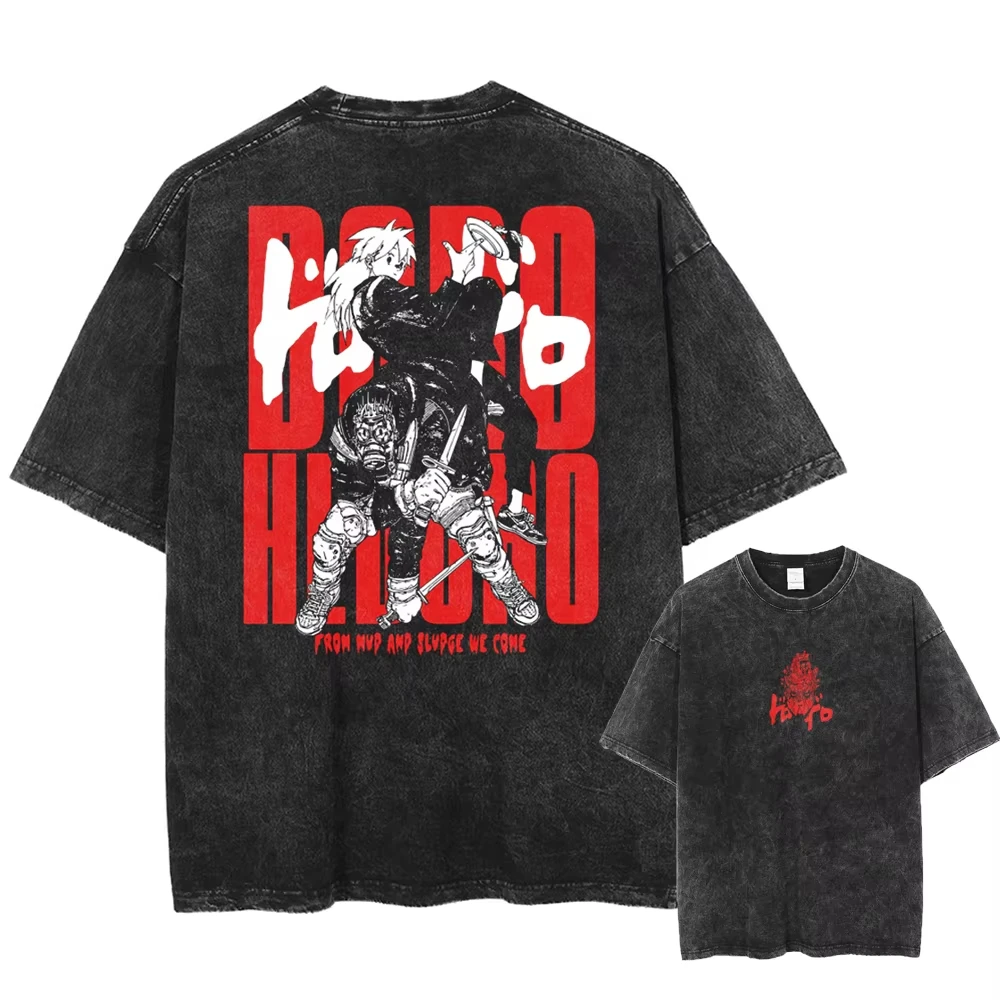 Dorohedoro T-shirt Men Women Pure Cotton Graphic Printed Short Sleeve Oversized Vintage Washed Anime Streetwear Top Hot Sale