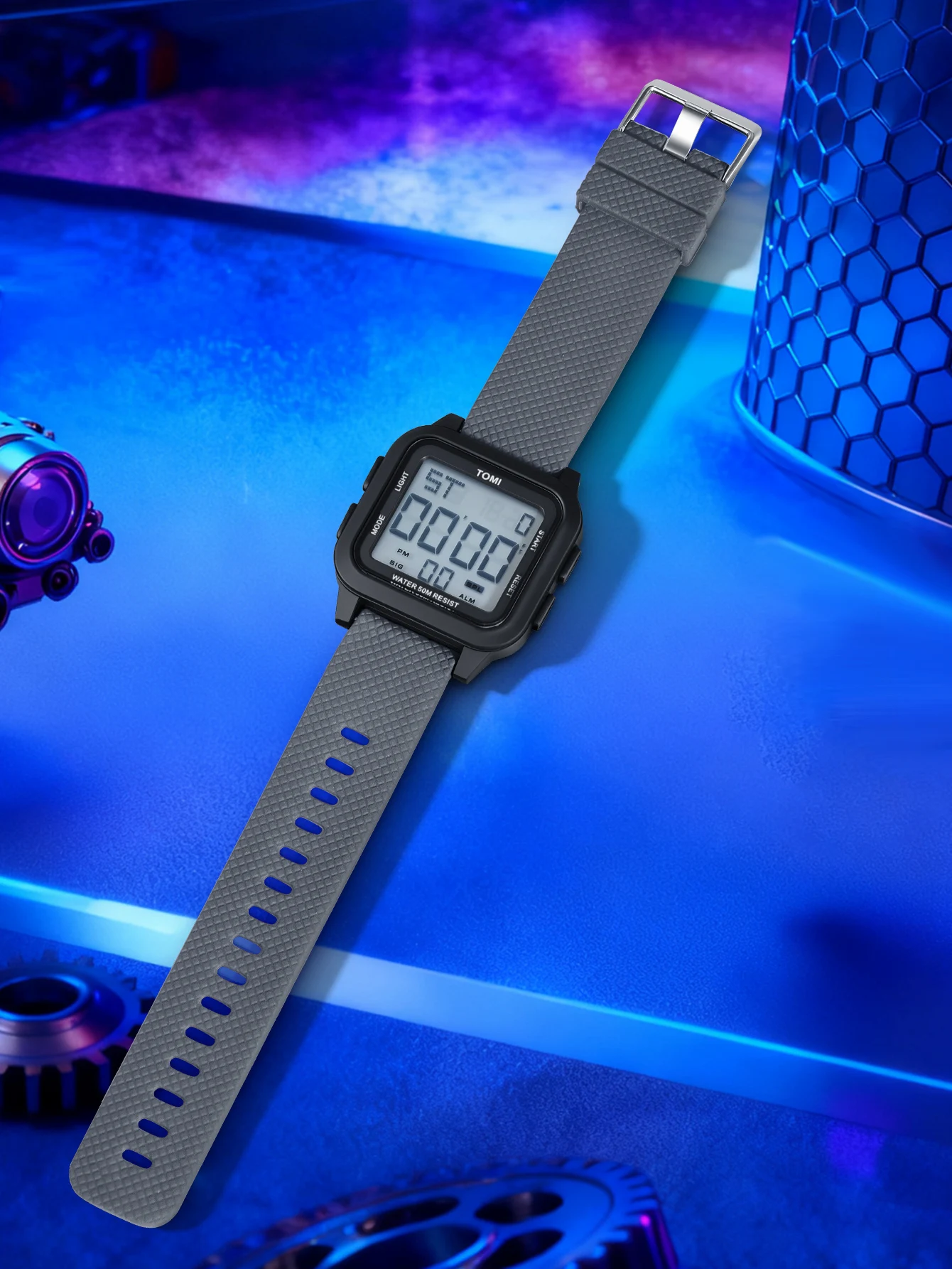 TOMI electronic digital watch new gift box luminous men's electronic watch simple and casual student sports watch holiday gift