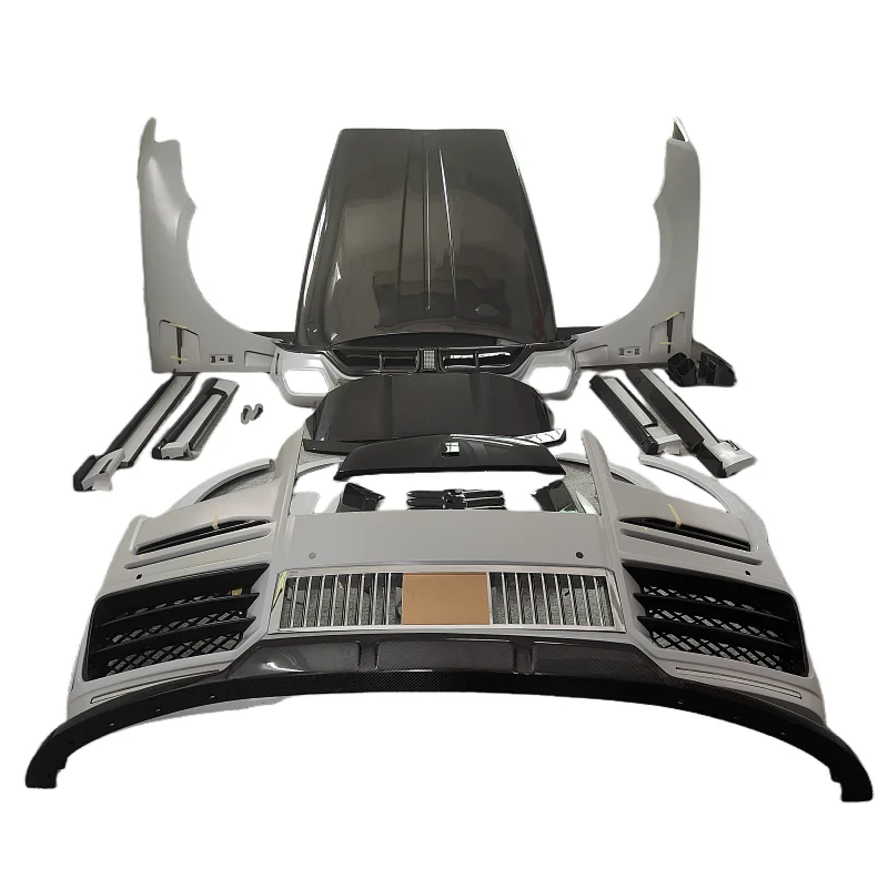 Modified M-type dry carbon fiber car front bumper, rear bumper, and rear spoiler, suitable for Rolls Royce Cullinan body kit