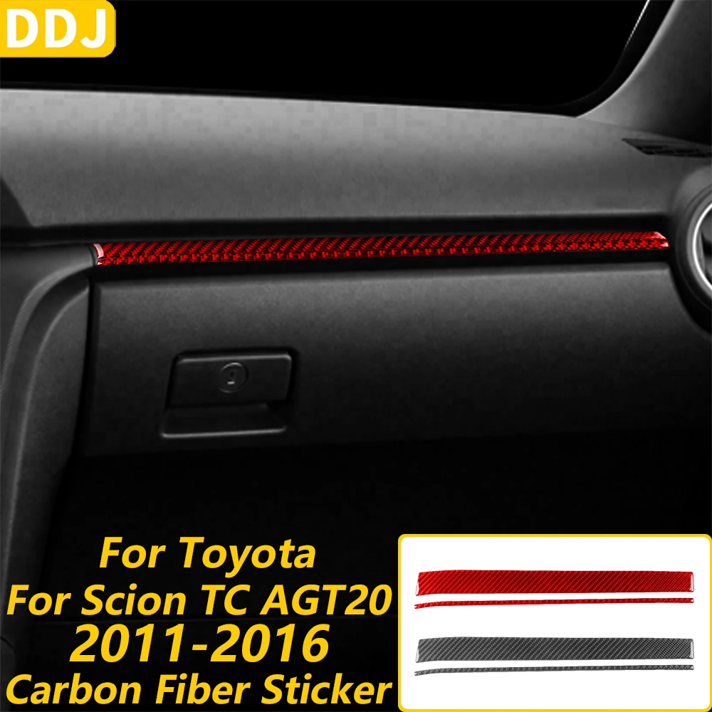 For Toyota Scion TC AGT20 2011-2016 Red Carbon Fiber Co-pilot Instrument Dashboard Panel Trim Strips Car Accessories Sticker