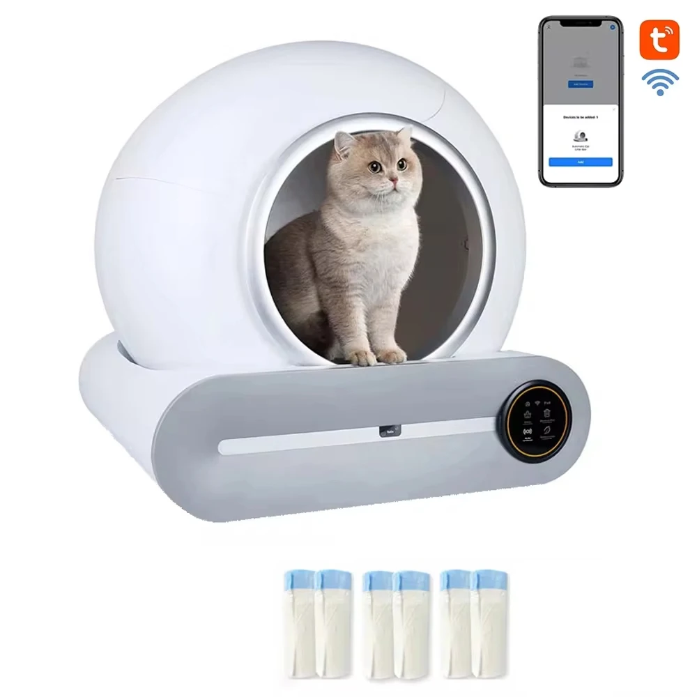 

Automatic Smart Cat Litter Box Tuya Smart App Control Pet Supplies Bedpans Toilet Litter Tray Ionic Deodorizer 65L Self-cleaning