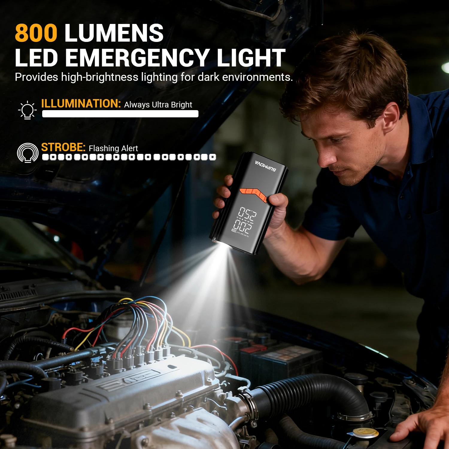 Auto-Starthilfe Powerbank mit Luftkompressor Tragbarer Booster Jumper Box Batterieladegerät Auto-Elektronikzubehör – Detail 2