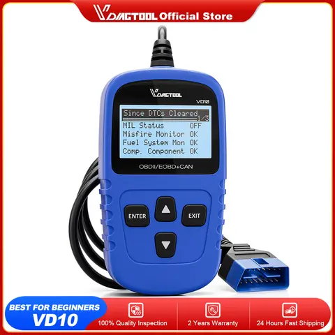 VDIAGTOOL VD10 OBD2 스캐너 자동차 진단 도구 OBD2 코드 리더 엔진 DTC 검색 오류 삭제 전체 OBD2 자동차 스캐너