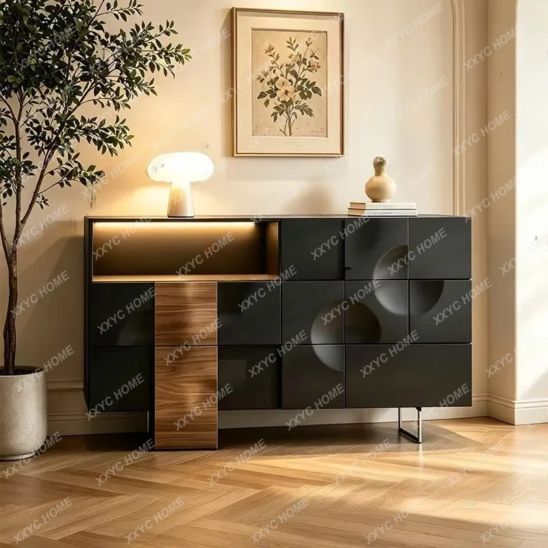 XX minimalist chest cabinet, living room storage hallway cabinet, light luxury modern glass side cabinet