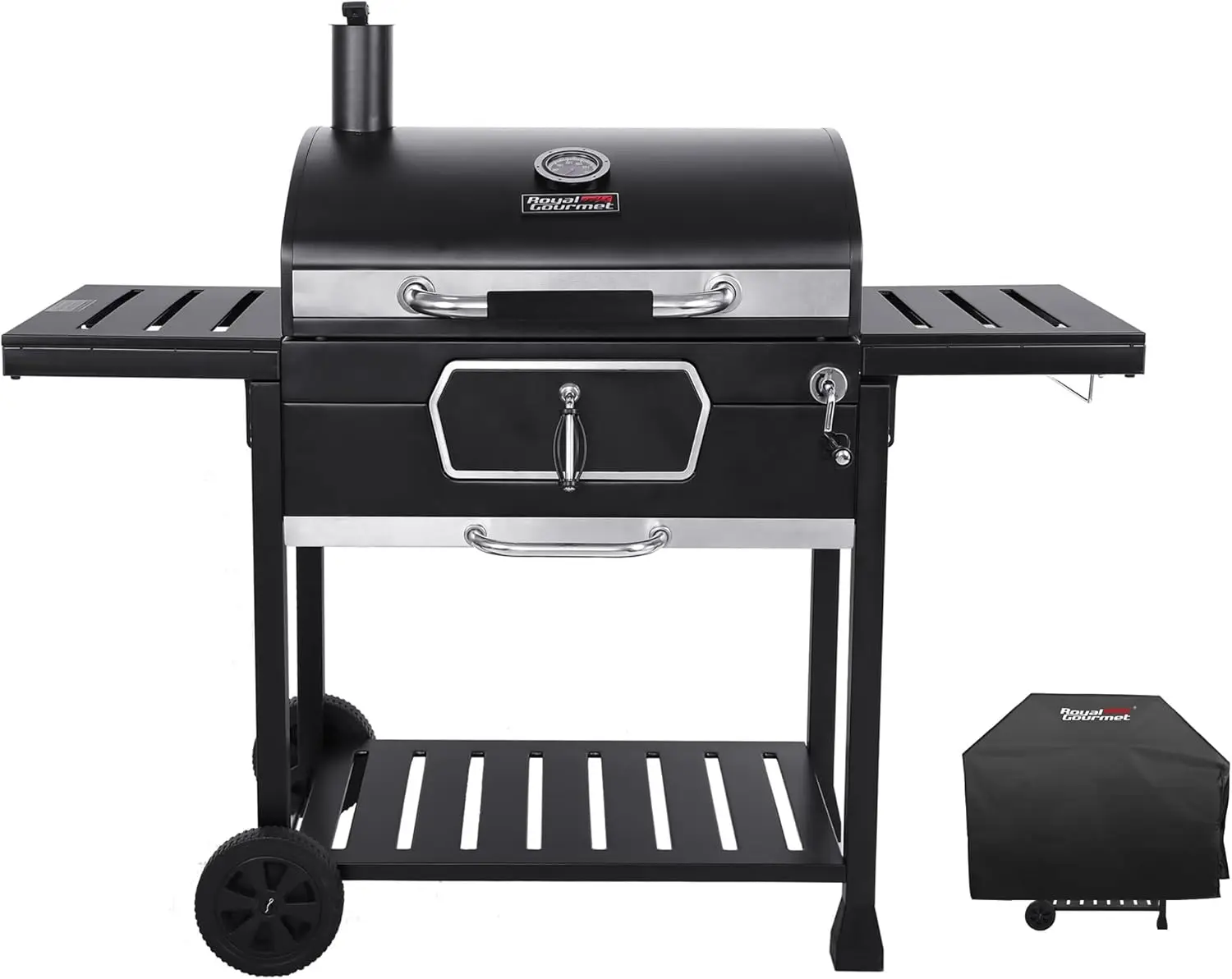

Deluxe 30-Inch Charcoal Grill with Cover, Large BBQ Grill with Collapsible Side Tables for Outdoor Picnic Camping Patio Backyard