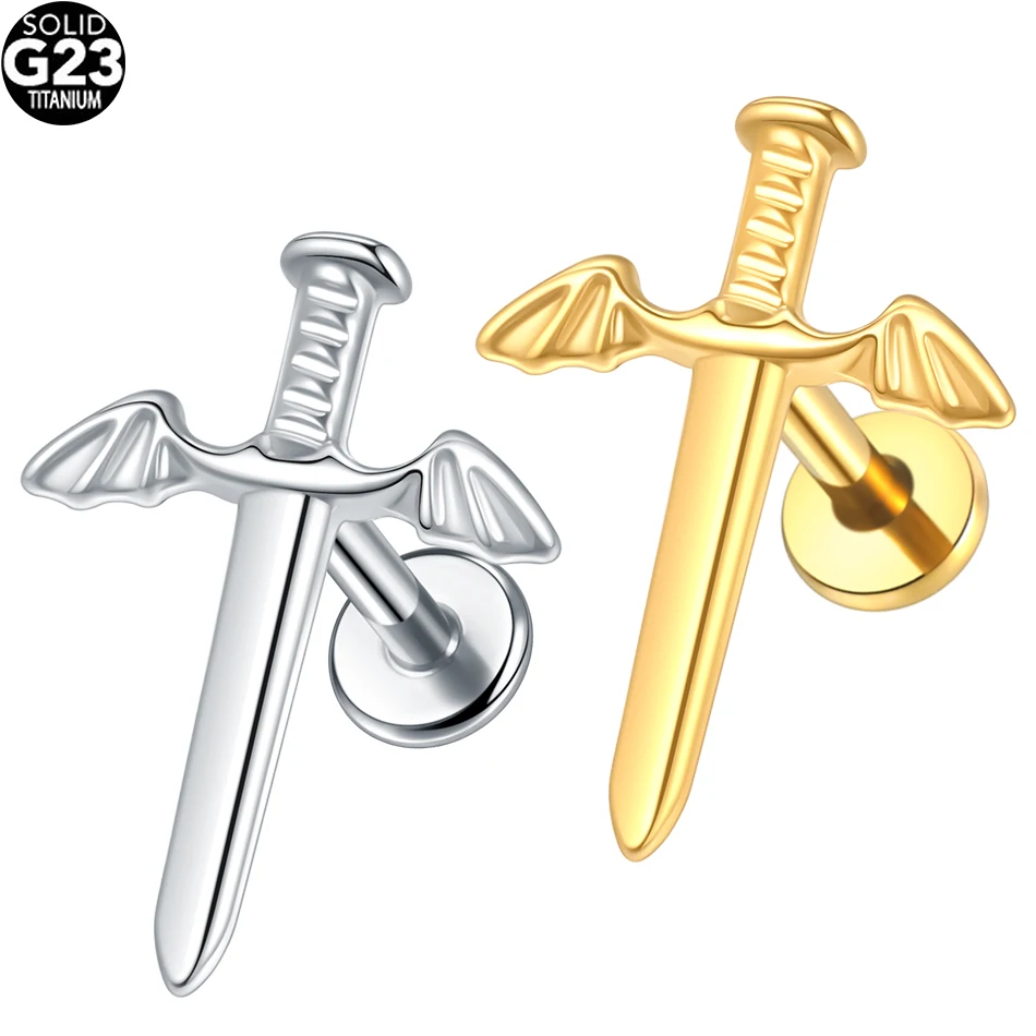 1 stks Titanium Piercing Kruis Bloem Stud Oorbel Intern Schroefdraad Kubieke Zirkoon Tragus Helix Piercing Lichaam Sieraden
