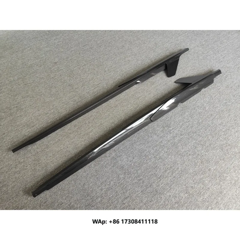 Car Body Upgraded Cap-style Dry Carbon Fiber Side Skirts with Skirt-edge Spoiler Body Kit