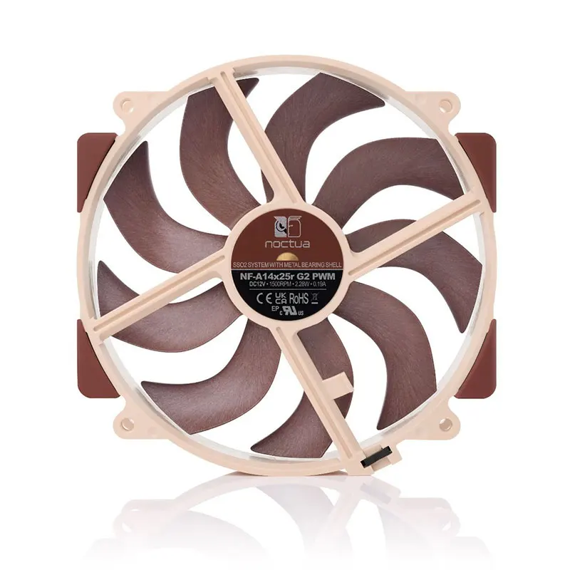 Noctua-ventilador NF-A14X25r G2 de 140mm para caja de ordenador, silencioso/de alto rendimiento/PWM/SSO2, disipador de calor de rodamiento