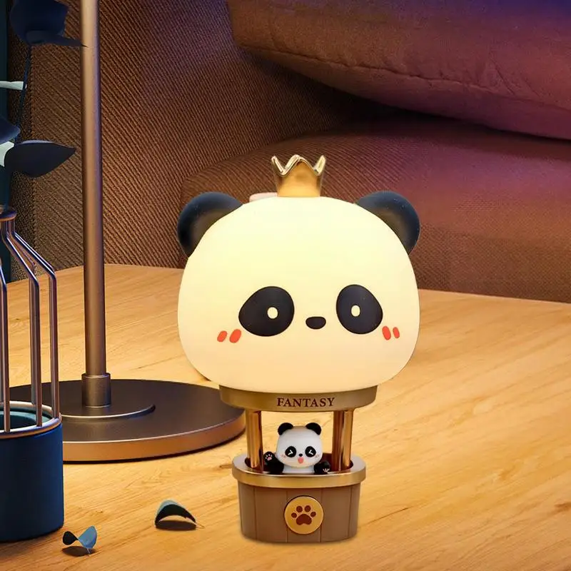 Panda Night Light Panda Hot Air Balloon Table Lamp For Bedroom 3-Gear Dimmable Lamp Rechargeable Atmosphere Light For Bedroom