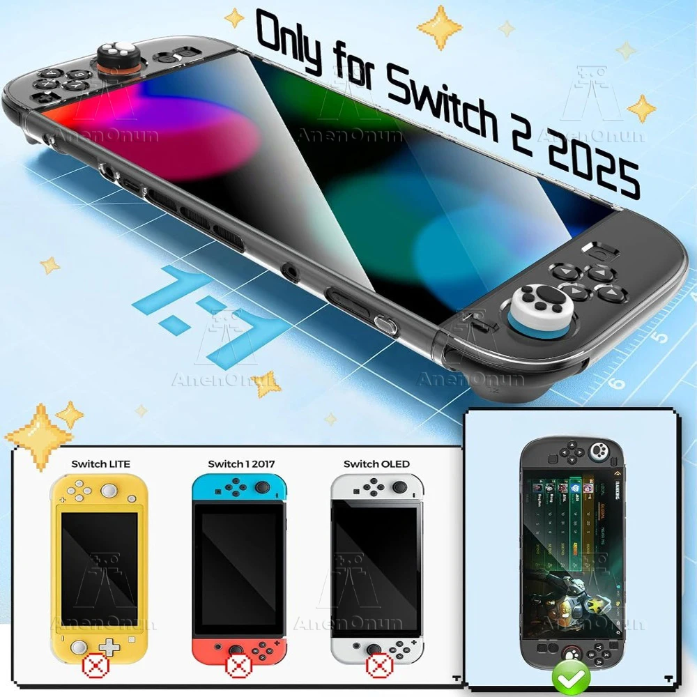 10-in-1 Schutzset für Switch 2: Dockbare Transparente Split-PC-Hartschale, 1 Ultra HD Bruchsicheres Gehärtetes Glas, 8 Daumengriffe – Detail 3