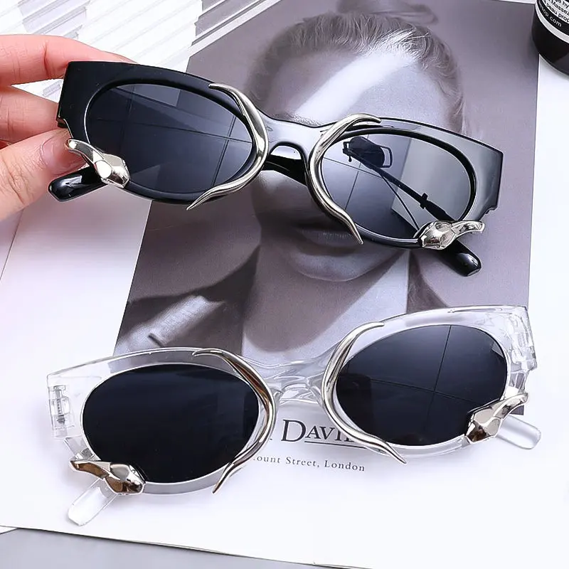 Steampunk Rectangle Sunglasses for Women New Small Frames Punk Snake Sun Glasses Luxury Brand Men Eyewear UV400 Shades Glasses