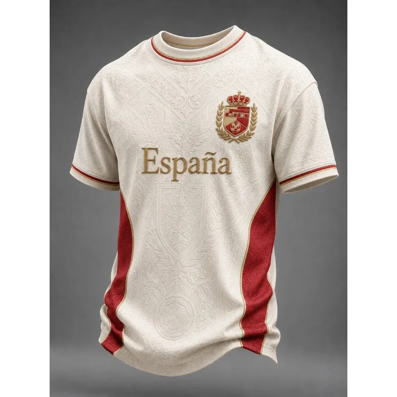 2026 3D Print Vintage Pattern Athletic Jersey Decorative Font & Wreath Emblem Short Men Women Regular Fit Sporty Casual Wear Top